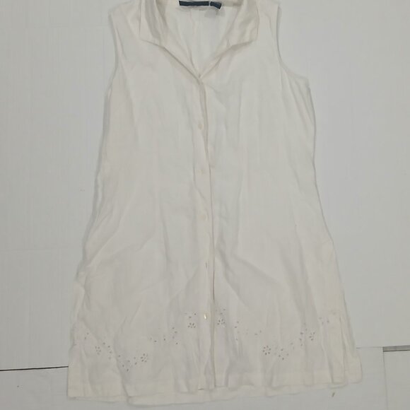 Herman Geist women's cream blouse. sleeveless button front top shirt size L. - Picture 6 of 13